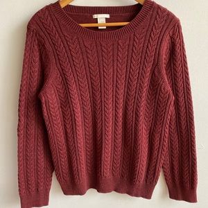H&M - Maroon Cable Front Stitch Knit Sweater